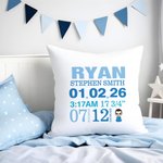 Personalized Cartoon Character Baby Birth Information Soft Throw Pillow Cover Home Decor Birthday Baby Shower Housewarming Gift for Newborn New Mom