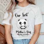 Maglietta personalizzata per la nostra prima festa della mamma in cotone 100% e tutina per neonato con motivo a panda carino Regalo per la festa della mamma per il neonato e la neomamma
