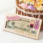 Porte-monnaie en bois à pince personnalisé avec nom et initiale Utilisation quotidienne Cadeau de Pâques pour les enfants