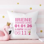 Personalized Cartoon Character Baby Birth Information Soft Throw Pillow Cover Home Decor Birthday Baby Shower Housewarming Gift for Newborn New Mom
