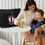 Personalized Cute Pink Blue Baby Footprint Tote Bag with Name and Year Baby Shower Birthday Gift for Baby New Mom