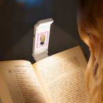 Personalized Striped Stamp Cartoon Reading Character LED Rechargeable Light Clip with Name Birthday Gift for Book Lovers Bookworms