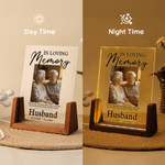 Personalized Photo Acrylic LED Night Light with Name and Wooden Base Home Decor Sympathy Gift for Family Friends