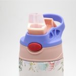 Gepersonaliseerde Bloem Paasei Schattig Konijntje Naam 12 oz Kind Geïsoleerde Waterfles met Handvat en Siliconen Rietje Pasen Verjaardagscadeau voor Jongens Meisjes