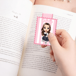 Personalized Cute Cartoon Character Striped Magnetic Bookmark Clip with Name Daily Use Book Club Birthday Gift for Bookworm Book Lover