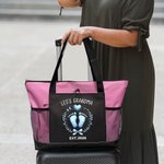 Personalized Cute Pink Blue Baby Footprint Tote Bag with Name and Year Baby Shower Birthday Gift for Baby New Mom