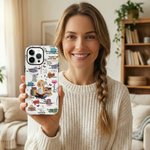 Personalized Cartoon Reading Girl Character Birth Flower Phone Case for iPhone Samsung with Name Daily Use Birthday Gift for Book Lovers