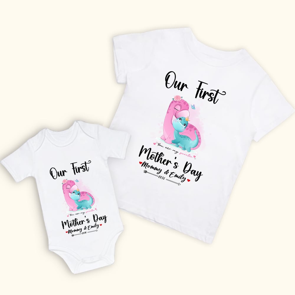 T-shirt personnalisé pour la fête des mères avec nom et année Cadeau pour bébé et nouvelle maman