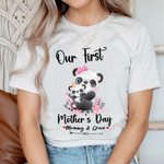 Maglietta personalizzata per la festa della mamma Set di tutine per bambini con panda a fiori e nomi Regalo per la festa della mamma per i neonati