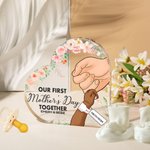 Targa a cuore in acrilico personalizzata per la nostra prima festa della mamma, con nomi e fiori Regalo per la neomamma