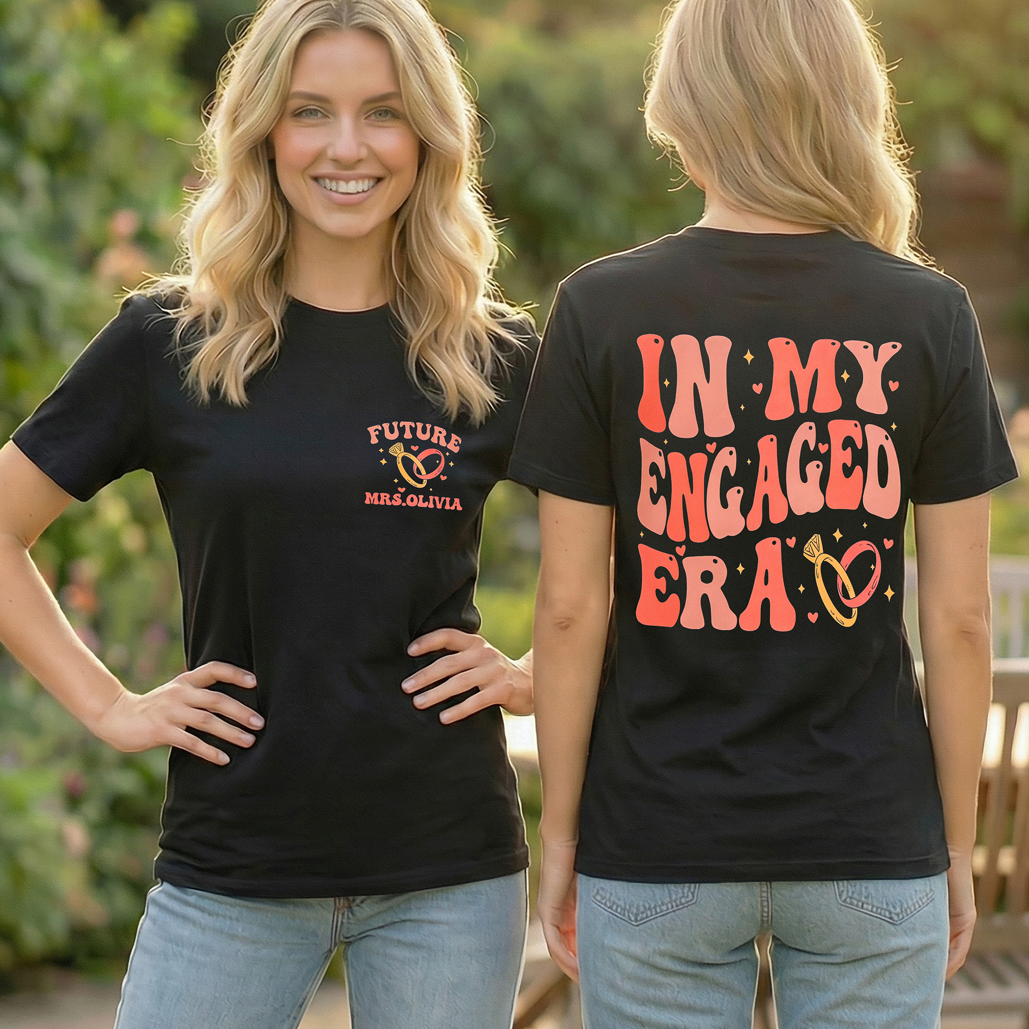 Personnalisé In My Engaged Era Group Fan T-shirt Sweatshirt Hoodie with Name Bridal Shower Engagement Concert Apparel Apparel Gift for Her