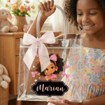 Personalized Cute Cartoon African Girl Clear Gift Bag with Name Birthday Gift for Kids