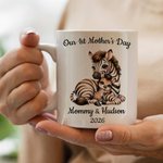 Personalized Our 1st Mother's Day Cute Animal Ceramic Mug with Name and Year First Mother's Day Gift for Mom