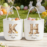 Personalized Cute Bunny Chick Easter Basket with Name and Initial Eggs Hunting Party Favor Happy Easter Gift for Kids