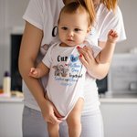 Personalised Our First Mother's Day Together Cute Animal 100% Cotton Baby Bodysuit Adult T-shirt with Name Birthday Gift for Baby Newborn Mom