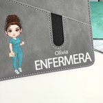 Cuaderno A5 personalizado de cuero PU con nombre bolsillo y personaje de dibujos animados regalo de cumpleaños y agradecimiento para enfermeras