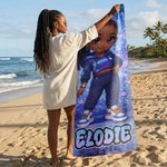 Personalized Cartoon Black Girl Graffiti Art Quick Dry Oversized Beach Towel with Name Beach Party Birthday Gift for Girl Graffiti Lover