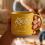 Taza de cerámica personalizada de 355 ml con retrato fotográfico en arte lineal y texto con asa regalo de cumpleaños para familiares y amigos