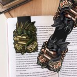 Marcapáginas magnético personalizado de metal con nombre y diseño de dragón floral regalo de cumpleaños para amantes de libros y de dragones