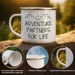 Gepersonaliseerde Avontuurlijke Wandelingen Lijntekening 355 ml Emaille Mok met Naam Verjaardagscadeau voor Vrienden en Wandelaars