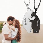 Collares personalizados de metal con oso polar grabado con nombre lindo regalo de San Valentín para parejas
