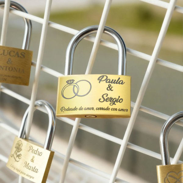 Candado de amor personalizado de latón con llaves nombres y texto grabados regalo de boda compromiso aniversario y San Valentín para parejas
