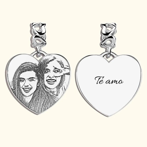 Colgante personalizado de plata de ley con foto grabada para pulsera o collar regalo de cumpleaños o Día de la Madre para mujer o niña