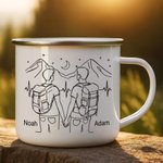 Gepersonaliseerde Avontuurlijke Wandelingen Lijntekening 355 ml Emaille Mok met Naam Verjaardagscadeau voor Vrienden en Wandelaars