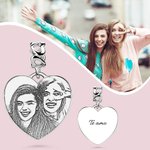 Colgante personalizado de plata de ley con foto grabada para pulsera o collar regalo de cumpleaños o Día de la Madre para mujer o niña