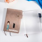 Cuaderno A5 personalizado de cuero PU con nombre bolsillo y personaje de dibujos animados regalo de cumpleaños y agradecimiento para enfermeras