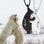 Collares personalizados de metal con oso polar grabado con nombre lindo regalo de San Valentín para parejas