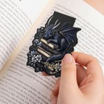 Marcapáginas magnético personalizado de metal con nombre y diseño de dragón floral regalo de cumpleaños para amantes de libros y de dragones