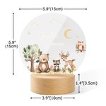 Veilleuse LED en acrylique personnalisée avec nom et texte - Style d'animal mignon socle en bois - Cadeau anniversaire pour garçons filles