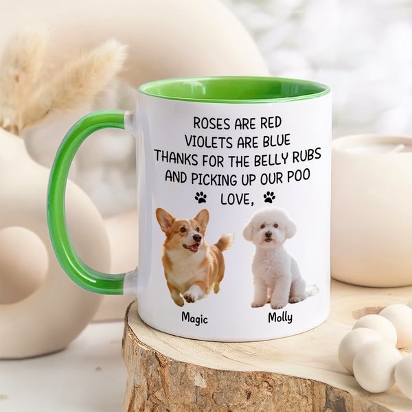Personalized 1-3 Pet Photos Paw Print 11 oz 15 oz Ceramic Mug with Names Daily Use Birthday Gift for Pet Owner Lover