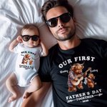 T-shirt Onesie de Bébé 100% Coton Personnalisé avec Nom et Vache de Highland Cadeau pour Nouveau Papa Nouveau-né