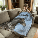 Foto personalizada de caballo Borla Suave manta con nombre Decoración del hogar Fiesta Cumpleaños Aniversario Regalo para los amantes del caballo