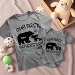 Personalized Bear Paw Name Year Father and Baby Set Matching Set Shirt Father New Dad Gift Our First Father's Day