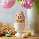 Conejito de Pascua personalizado Tema de Pascua Huevo de Pascua de madera Musical Shaker con nombre de texto y año Cesta de relleno de Pascua Regalo para Bebés Niños
