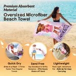 Personalized Cartoon Black Girl Graffiti Art Quick Dry Oversized Beach Towel with Name Beach Party Birthday Gift for Girl Graffiti Lover