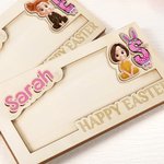 Gepersonaliseerde Cartoon Karakter Houten Geld Houder met Naam en Voorletter Vakantie Feest Gunsten Pasen Gift voor Kinderen