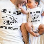 Personalized Fist Matching Set Shirt Besties Since Year Father and Baby Father's Day Gift New Dad Gift Cotton Shirt