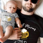 Biberón y taza de cerveza personalizados Camiseta y pijama de bebé de algodón 100% con texto Regalo de cumpleaños del Día del Padre para papá niño