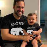 Personalized Bear Paw Name Year Father and Baby Set Matching Set Shirt Father New Dad Gift Our First Father's Day