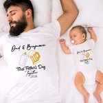 Biberón y taza de cerveza personalizados Camiseta y pijama de bebé de algodón 100% con texto Regalo de cumpleaños del Día del Padre para papá niño