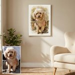 Personalized Watercolor Style Pet Portrait Photo Canvas Painting with Name Home Decor Pet Birthday Gift for Pet Lovers Owners