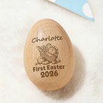Conejito de Pascua personalizado Tema de Pascua Huevo de Pascua de madera Musical Shaker con nombre de texto y año Cesta de relleno de Pascua Regalo para Bebés Niños