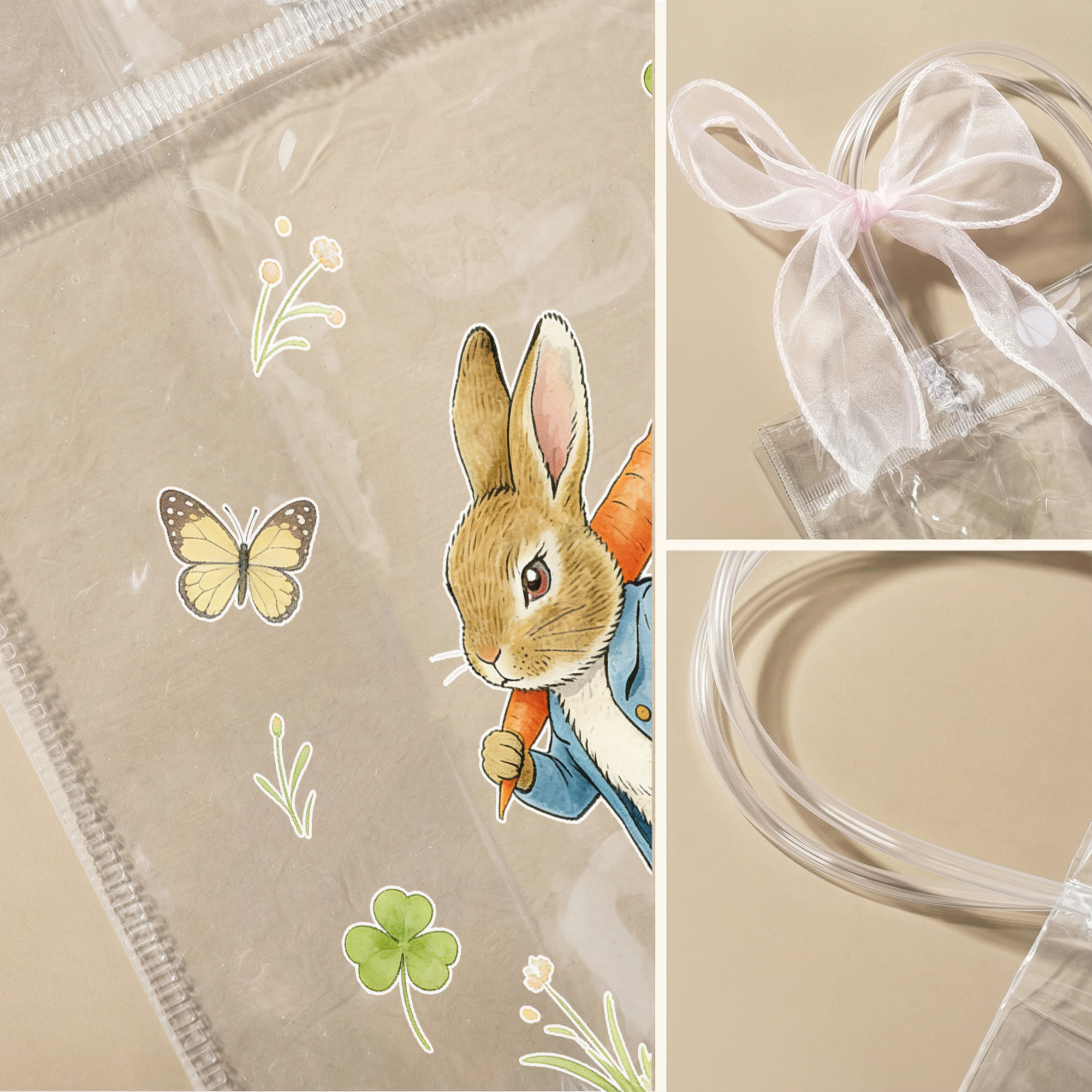 Personalized Easter Rabbit Transparent Gift Bag with Name and Pink Bow ...