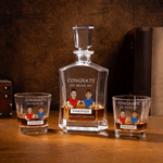 Personalized Funny Design Face Photo Cartoon Character Whiskey Decanter with Name and Text Birthday Gift for Men Whiskey Lovers