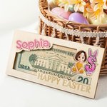 Gepersonaliseerde Cartoon Karakter Houten Geld Houder met Naam en Voorletter Vakantie Feest Gunsten Pasen Gift voor Kinderen