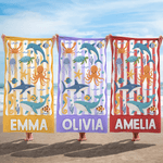 Personalized Ocean Creature Sea Turtle Oversized Quick Dry Beach Towel with Name Beach Accessories Birthday Gift for Friends Family